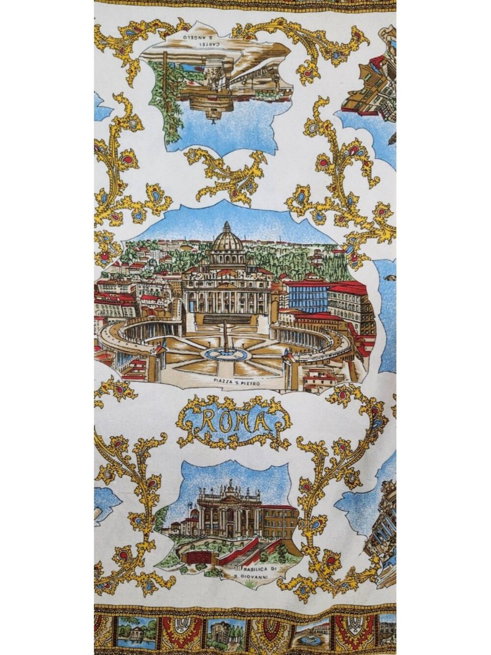 Vintage Roma Italy Scenic Square Scarf Made In Italy 100% Polyester Travel Print - Picture 3 of 9
